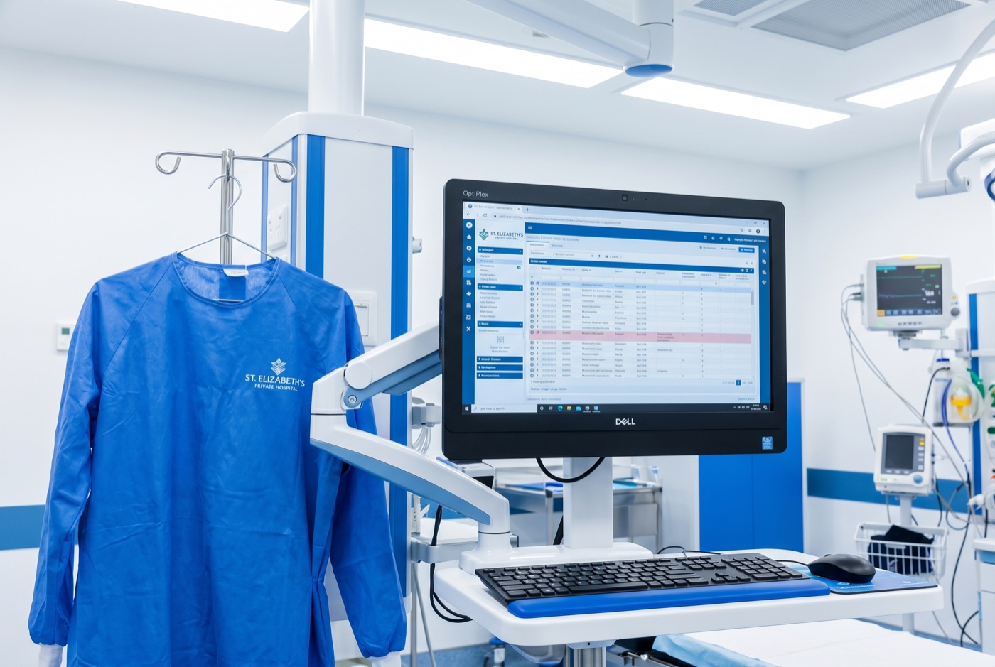 Clinical workstation with Dell OptiPlex on a medical-grade articulating arm